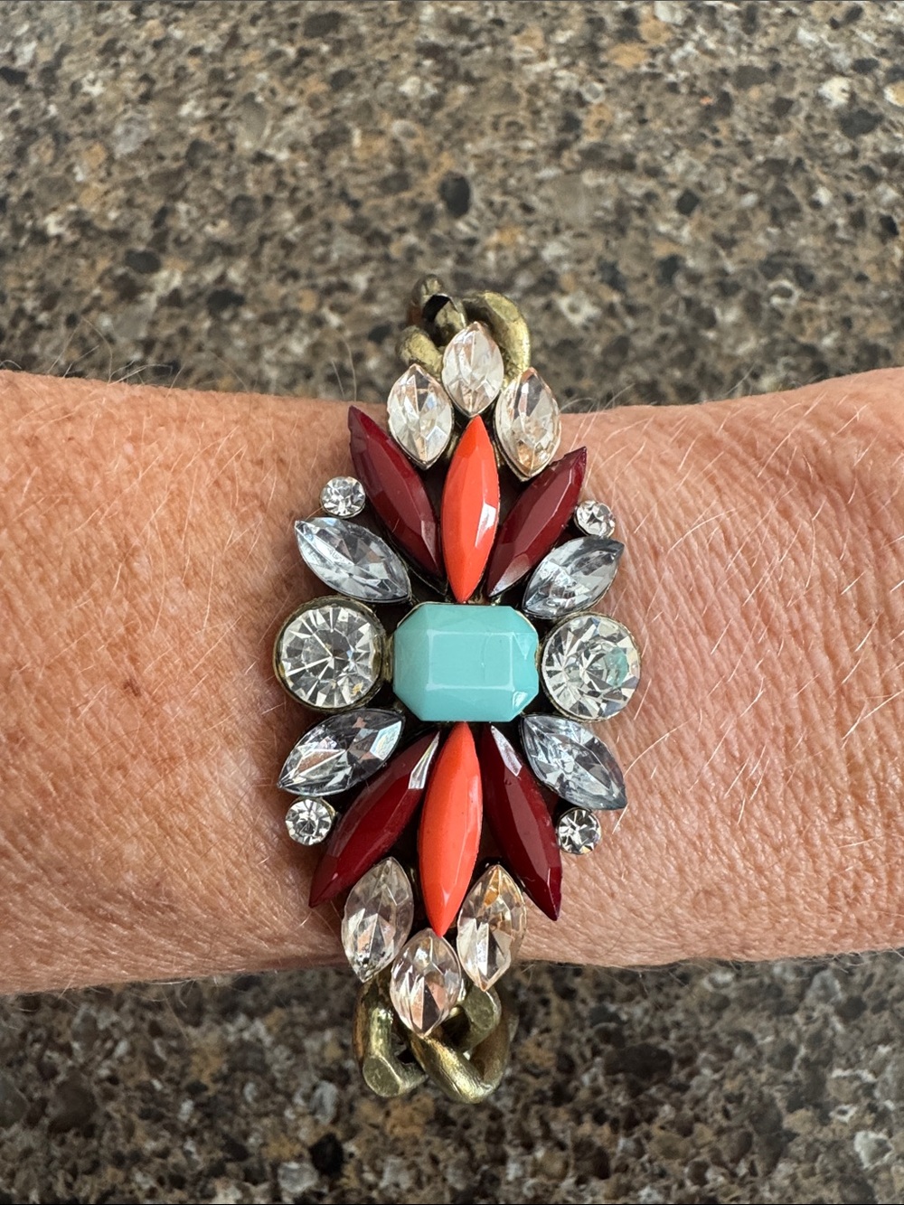 Stylish Multicolor Statement Bracelet with Turquoise Center